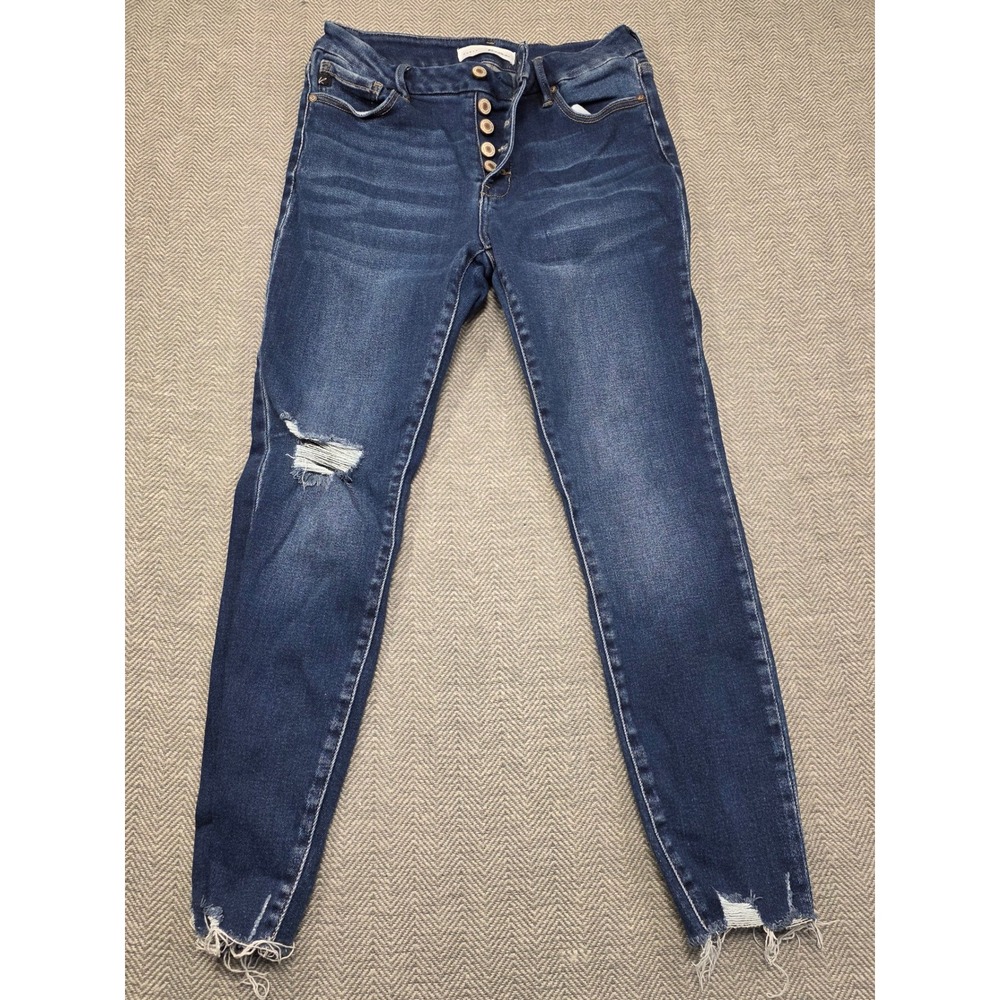 KanCan Curvy Skinny Jeans‎ Dark Wash Distressed Button Fly KC7144D Size 11/29